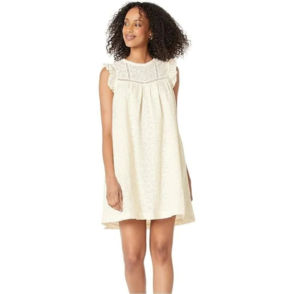 Madewell Eyelet Ruffle Sleeve Dress With Pockets, Sz M, Like New